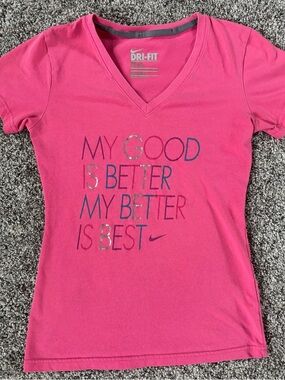 Nike Dri-FIT Pink V-Neck Athletic Tee